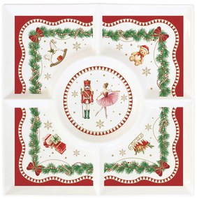 Karácsonyi porcelán osztott kínáló tálca díszdobozban Magie de Noel