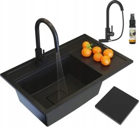 Gránit Mosogató Fekete Rendo Konyhai Csaptelep Kupak Modern