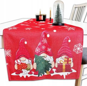 Karácsonyi Asztalterítő Abrosz Karácsony 220x40cm Törpék Piros