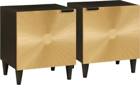 vidaXL Éjjeliszekrény 2 pcs Fekete és Arany 40 x 33,5 x 46 cm