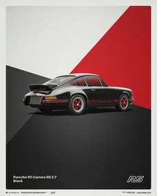 Porsche 911 RS - 1973 - Black Festmény reprodukció, (40 x 50 cm)