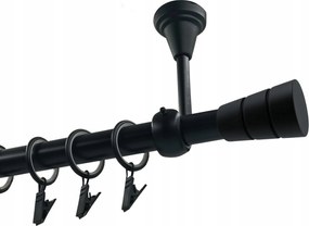 Függönykarnis szimpla fém mennyezeti fekete matt mix végek 19 mm 140 cm