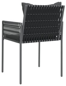 2 db fekete polyrattan kerti szék párnával 54 x 61 x 83 cm