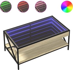 vidaXL sonoma tölgy végtelen hatású LED-es dohányzóasztal 90x50x38 cm
