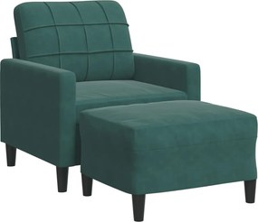 vidaXL sötétzöld bársony kanapéfotel lábtartóval 60 cm