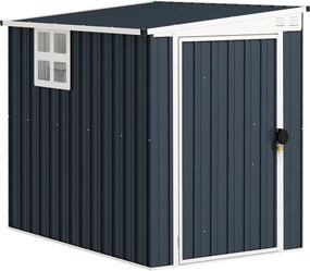 Outsunny Fém Szerszámtároló 2,6m² 128x193x181cm Álló Tető Ablak Lockítható Ajtó Néhány Beteg Kertépítő Telek Gyógyvásárló Eredeti Tevékenység Sötétszü