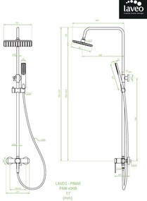 Laveo Pinar, zuhanygarnitúra kézi és fejzuhannyal, króm, LAV-PAW_00KB
