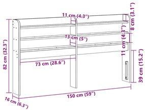tömör fenyőfa fejtámla polcokkal 140 cm
