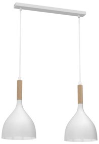 Luminex Csillár zsinóron NOAK WOOD 2xE27/15W/230V fehér/bükkfa LU3732
