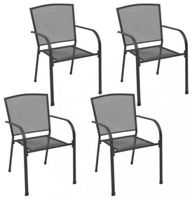 4 db antracitszürke acél hálós kültéri szék