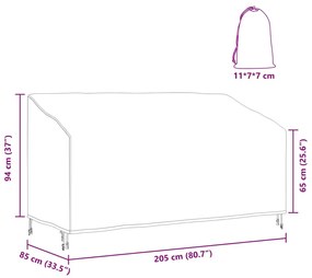 Kerti Pad Borító Fekete 205 x 85 x 65 / 94 cm 210D szövet