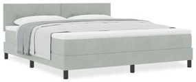 Boxspring Ágy Matraccal Világosszürke Szuper Király Bársony