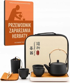 Kerámia Kung Fu Teáskészlet Fekete Utazó Vízforralóval És Tálcával