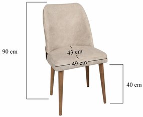 Nova Cream and Walnut étkezőszék szett, 4 db, 4 db