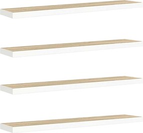 vidaXL 4 db tölgyszínű és fehér MDF lebegő fali polc 120x23,5x3,8 cm