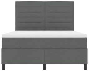 vidaXL rugós ágy matraccal és LED világítással, sötétszürke, 140 x 200 cm, szövet