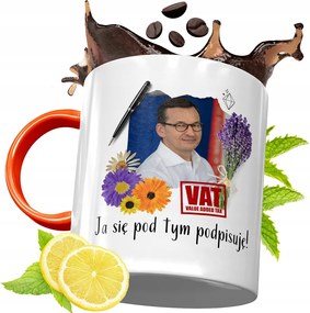 Narancssárga Bögre Mateusz Morawiecki Ajándék fényképes nyomtatással