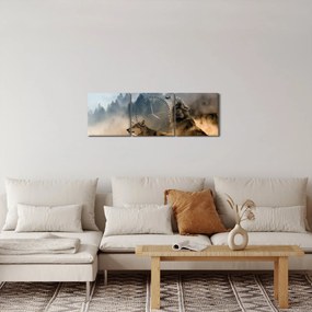 Farkasok üvöltése a holdra képe (órával) (90x30 cm)