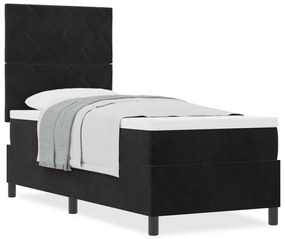 Boxspring Ágy Mattal Fekete 80x200 cm Bársonyos