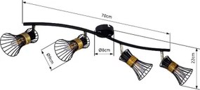 Globo 54814-4 Spot metál fekete-arany színben. LxH:700x220, exkl. 4xE14 40W 230V