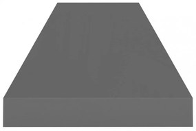 4 db magasfényű szürke MDF lebegő fali polc 90 x 23,5 x 3,8 cm