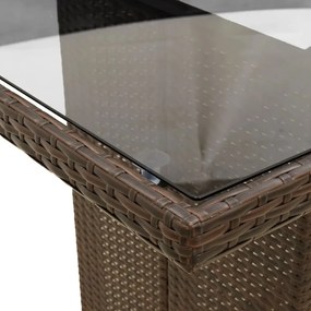 barna polyrattan üveglapos kerti asztal 190 x 80 x 74 cm