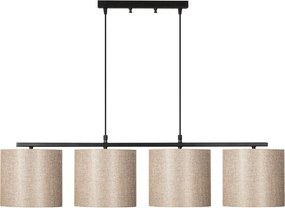 Valiz 4706 fekete-krém fém és szövet függőlámpa, 110 x 25 cm, 4 izzós