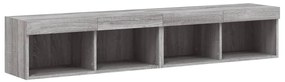 2 db szürke sonoma színű TV-szekrény LED-ekkel 80x30x30 cm