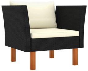 Polyrattan és tömör eukaliptuszfa kerti kanapé