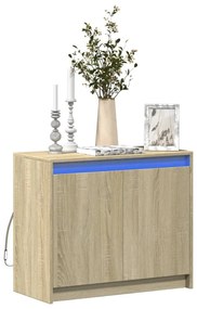 sonoma tölgy szerelt fa tálalószekrény LED-del 72 x 34 x 61 cm