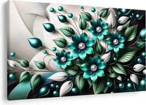 Kép - 3D türkiz virágok (90x60 cm)