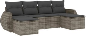 vidaXL 6 részes szürke polyrattan kerti ülőgarnitúra párnákkal