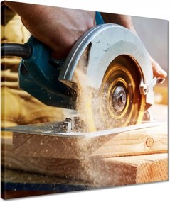 Vászonkép 40x40 Deszka vágása fűrésszel