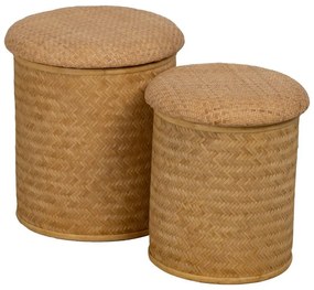 Natúr színű kötött puff Rattan – Ixia