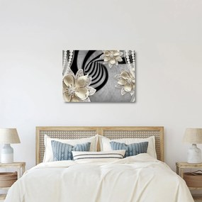 Kép - 3D arany virágok (üvegen) (70x50 cm)