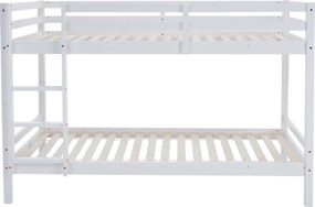 Emeletes ágy, 90x200, tömör fa, fehér, INEZA