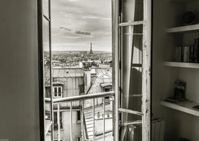 Poszter 42x29,7cm Az Eiffel-torony a Montmartre-i lakás ablakán keresztül látható