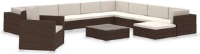 vidaXL 12-részes barna polyrattan kerti bútorszett párnákkal