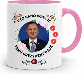 Andrzej Duda Pis Rózsaszín Elnöki Bögre fényképes nyomattal