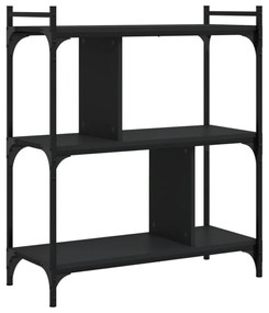 3 szintes fekete szerelt fa könyvespolc 76 x 32 x 88 cm