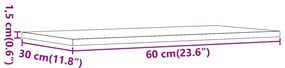 4 db antik fa színű szerelt fa fali polc 60 x 30 x 1,5 cm