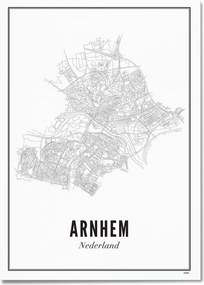 Wijck Poszter Arnhem város alaprajz 50x70cm Fehér elegáns keret
