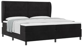 Boxspring Ágy Mattal Fekete 200x200 cm Bársony