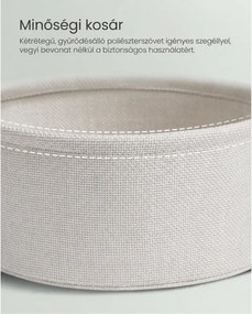 Kis kerek oldalsó kisasztal, modern éjjeliszekrény szövetkosárral, éjjeliszekrény nappali hálószobába, babérzöld és krémfehér színben