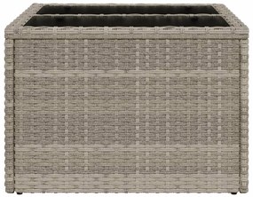 világosszürke polyrattan üveglapos kerti asztal 55x55x37 cm