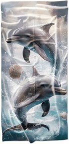 Gyorsan száradó tengerparti fürdőlepedő DOLPHINS kék 70 x 140 cm, 100% mikroszál