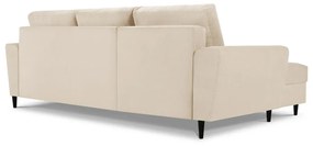 Bézs kordbársony kinyitható tárolóhelyes sarokkanapé (bal oldali-heverő résszel) Kyoto – Cosmopolitan Design