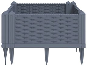 szürke PP kerti virágláda cövekekkel 42,5 x 42,5 x 28,5 cm