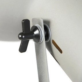 Ipari állólámpa fa állványon, szürke árnyékolóval - Laos