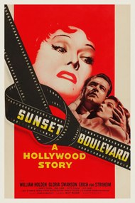 Festmény reprodukció Sunset Boulevard (Vintage Cinema / Retro Movie Theatre Poster / Iconic Film Advert), (26.7 x 40 cm)